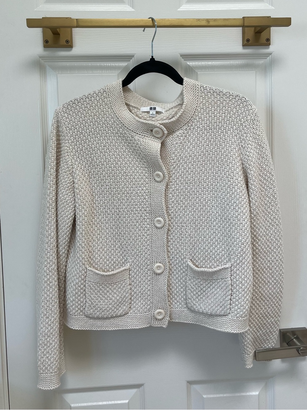 Uniqlo Women’s Cream Textured Knit Cardigan Sweater Size S